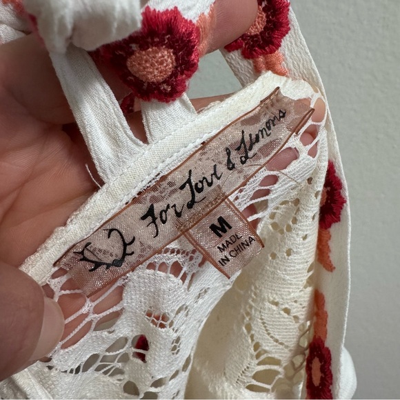 For Love & Lemons Cecelia Maxi Dress Floral Embroidery & Lace Paneling Size M - Picture 14 of 16